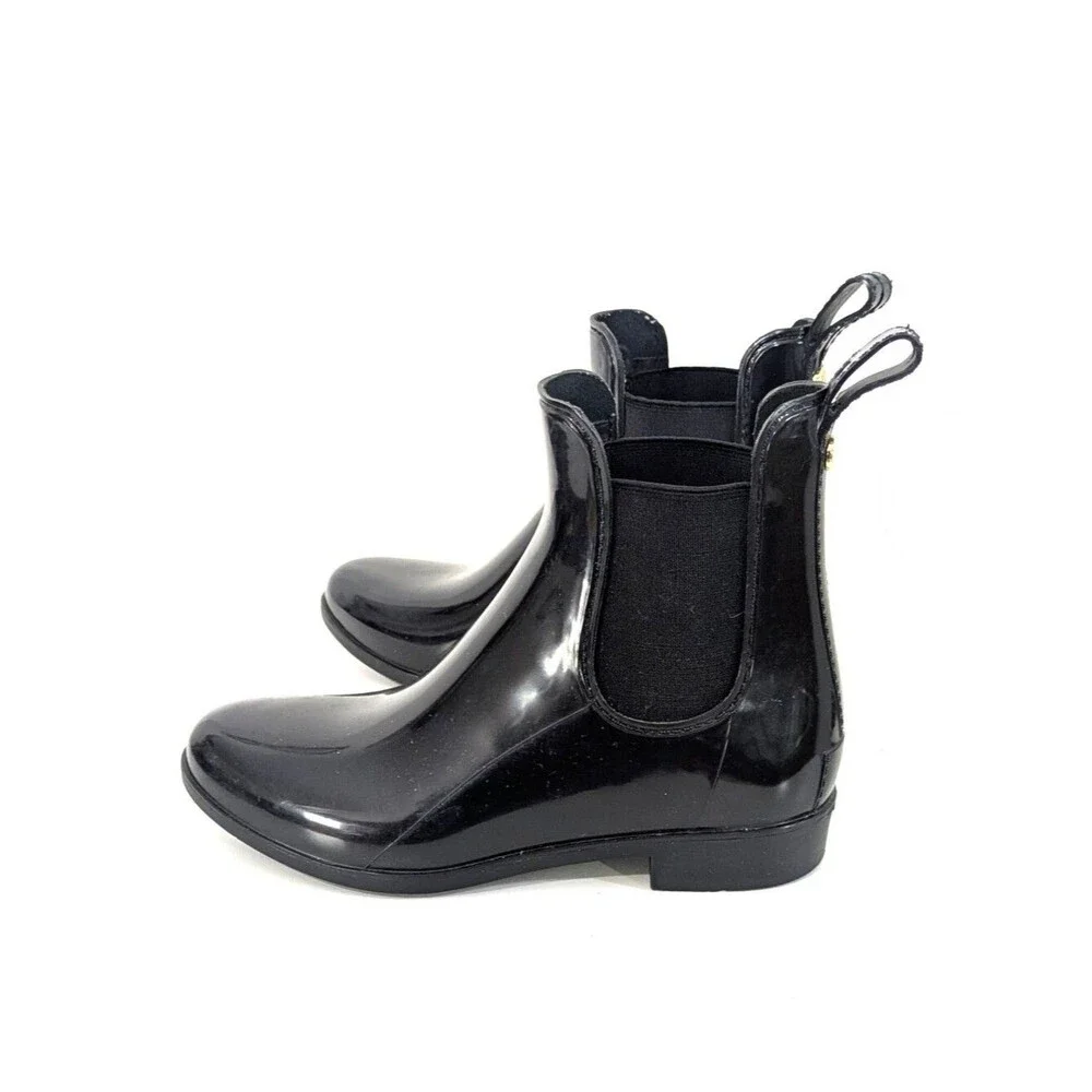 Sam Edelman Tinsley Black Patent Gloss Rubber Chelsea Boots - Size 5 Womens